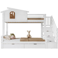 ETAGENBETT 90/200 cm aus Kiefer, MDF und Sperrholz mit Schubladen, Weiß/Natur - Naturfarben, Holz (90/200cm) - OKMYHOME