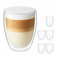 LATTE Macchiato Gläser - Transparent, Glas/Metall (9/11/9cm) - Relaxdays
