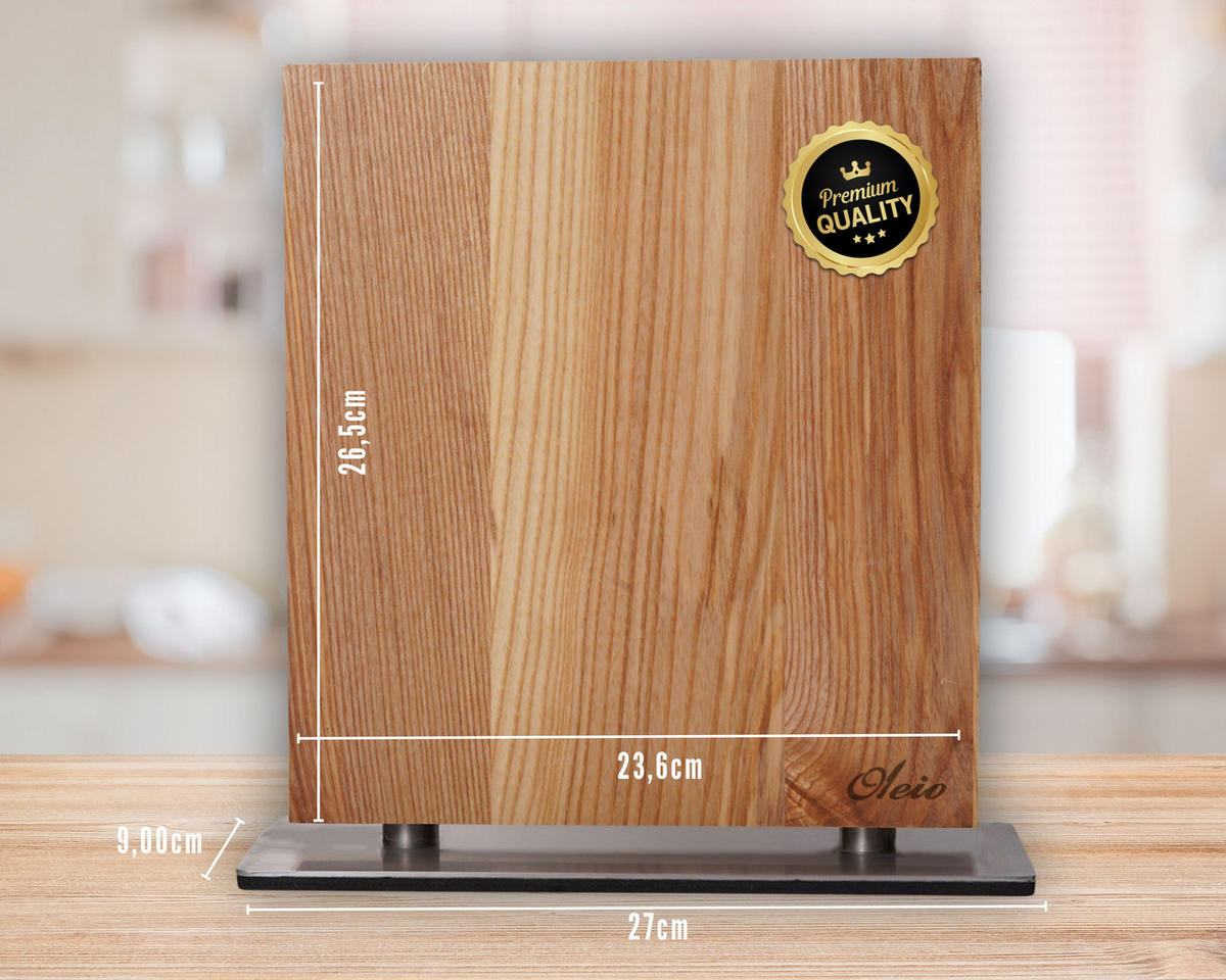 MAGNET-MESSERBLOCK - Eichefarben, Holz (23.6/3/26.5cm) - Oleio