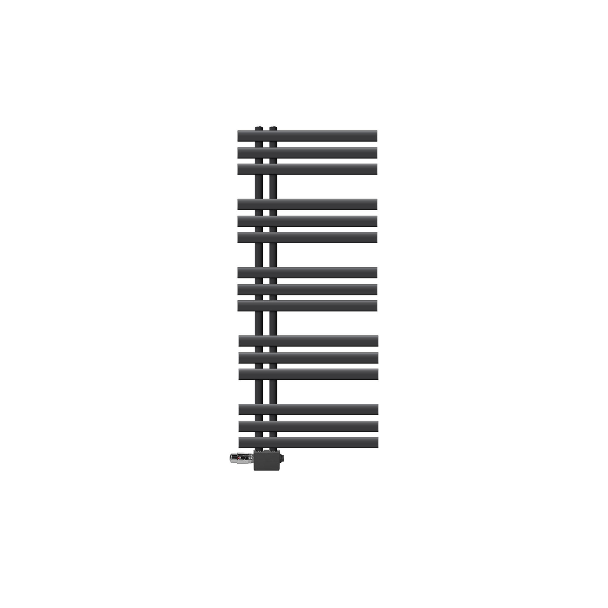 BADHEIZKÖRPER Iron EM 500x1200 mm Anthrazit mit Ventil Universal - Anthrazit, Metall (50/120/3cm) - LuxeBath
