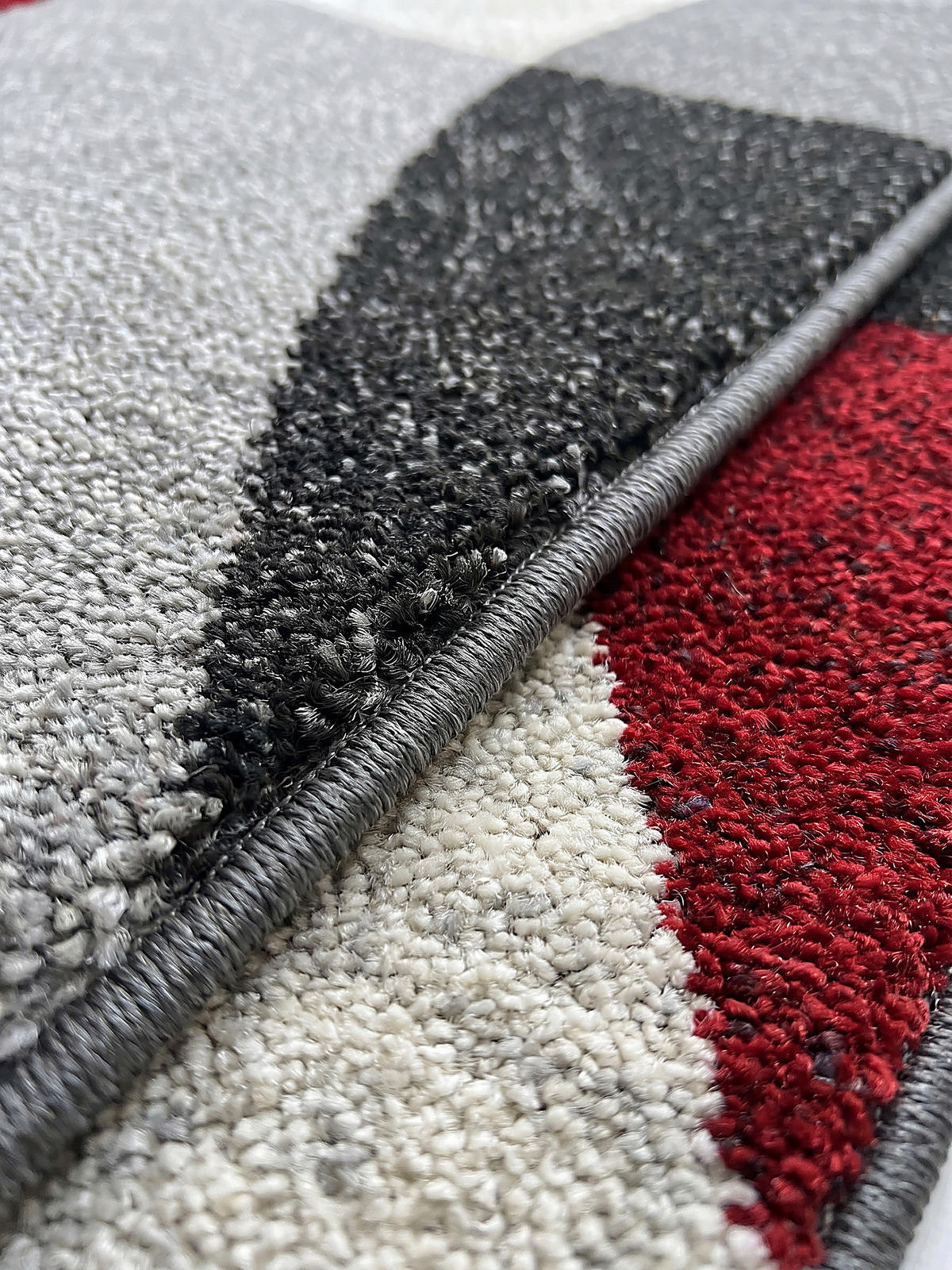 TEPPICH Niederflor Abstrakt THUR Polypropylen Rot-Grau 140 x 200 cm - Grau, Textil (140/200cm) - KADIMA DESIGN