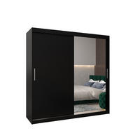 SCHWEBETÜRENSCHRANK 200/200/62 2-türig - Silberfarben/Schwarz, Holz/Kunststoff (200/200/62cm) - Abiks Möbel