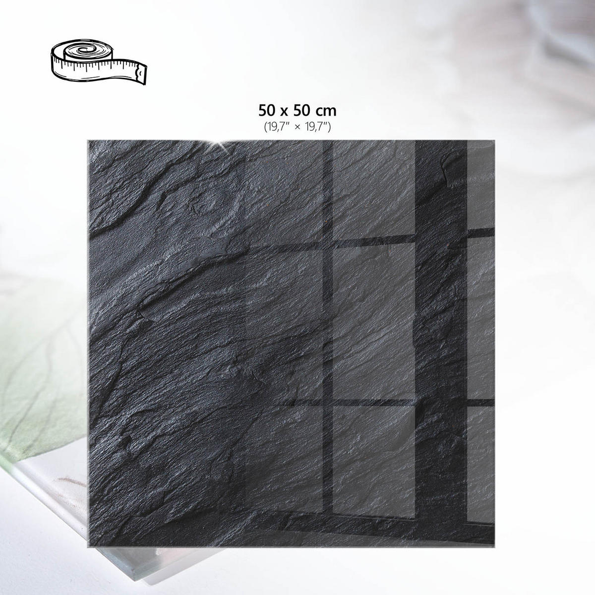 TISCHPLATTE 50x50 cm – Steintextur - Weiß, Glas (0.4/50/50cm) - Wallfluent