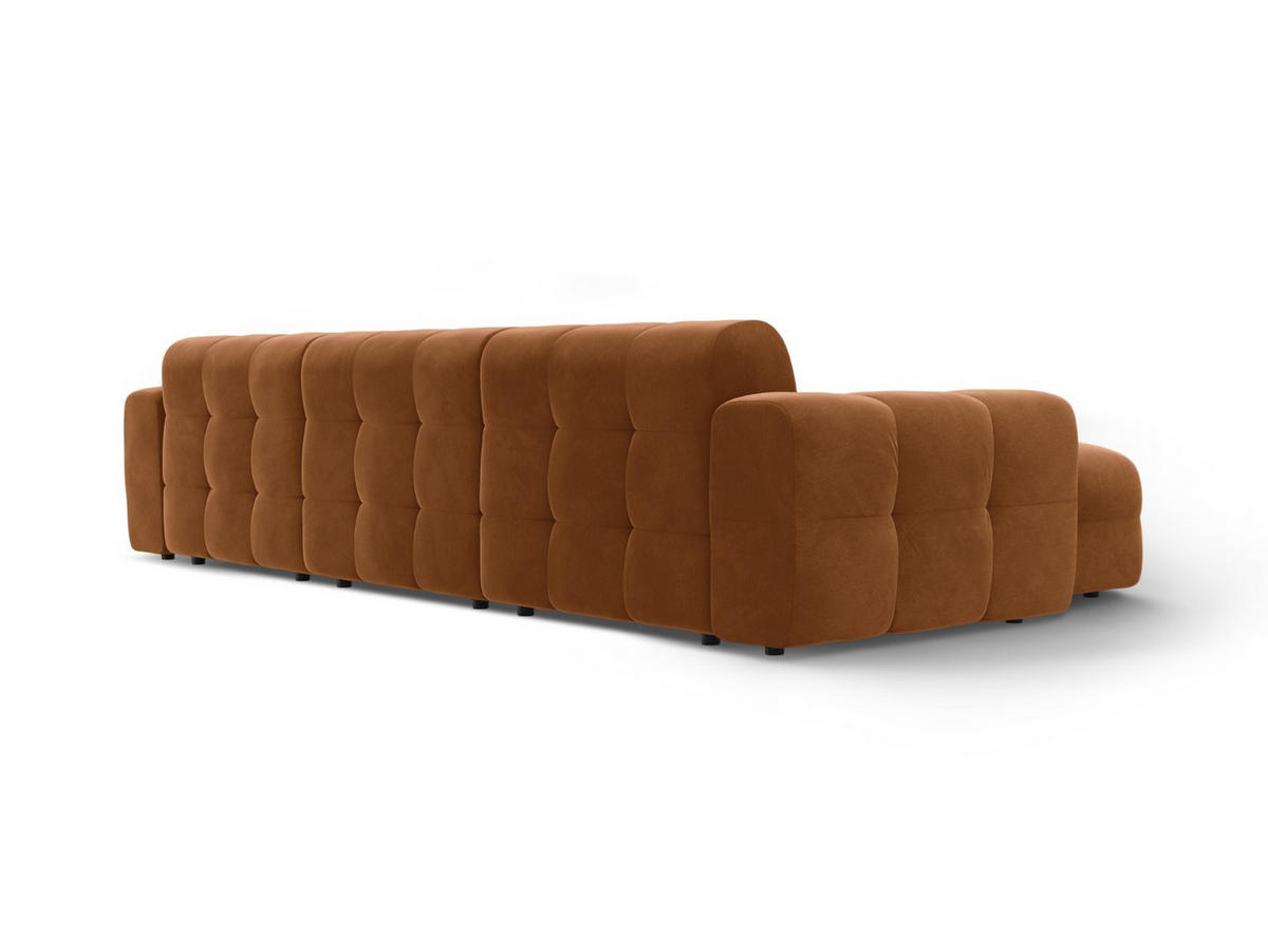 ECKSOFA links Kendal aus Samt kamel 5 Sitzplätze - Hellbraun, Textil (173/357cm) - Micadoni