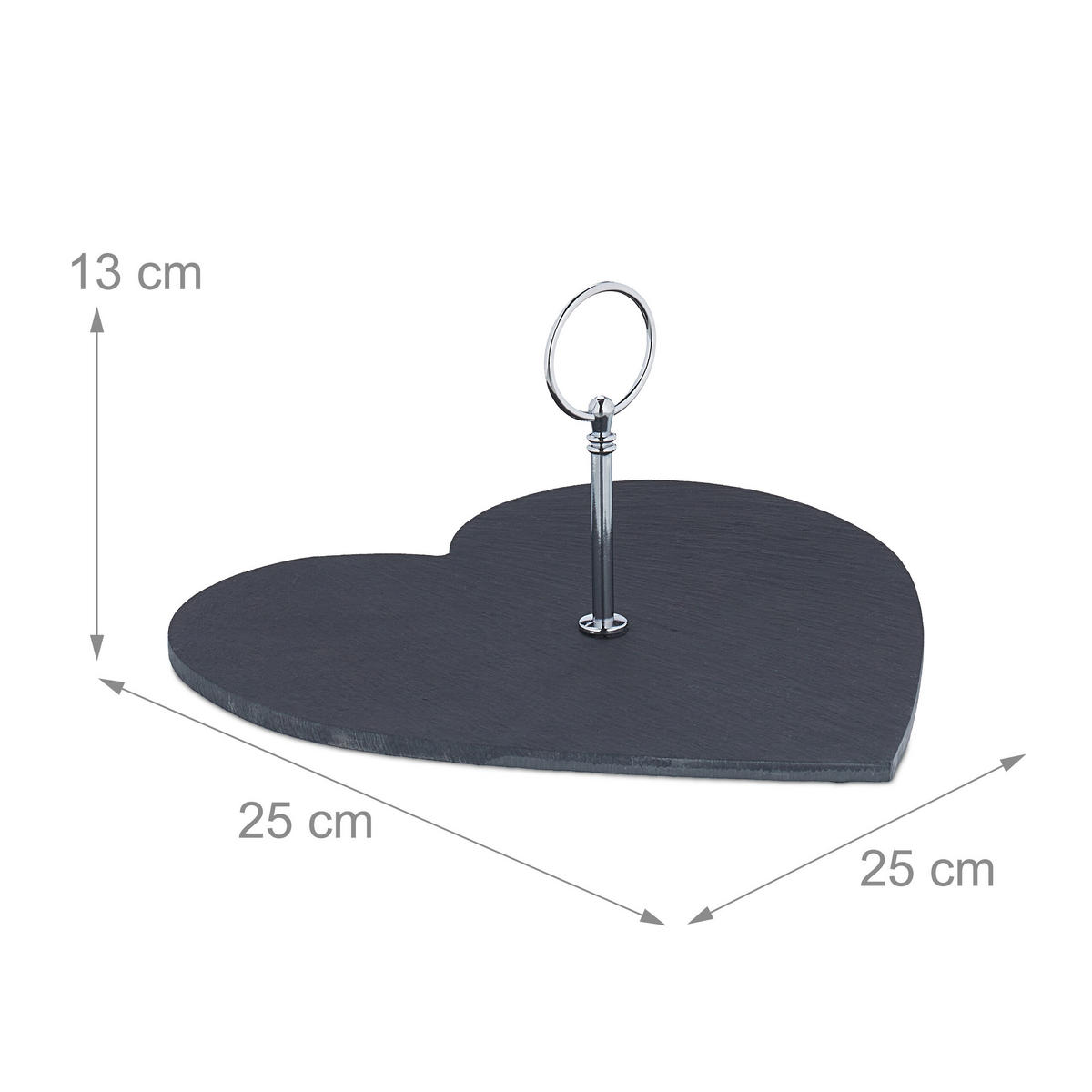 SCHIEFERPLATTE - Schwarz, Stein/Metall (25/13/25cm) - Relaxdays