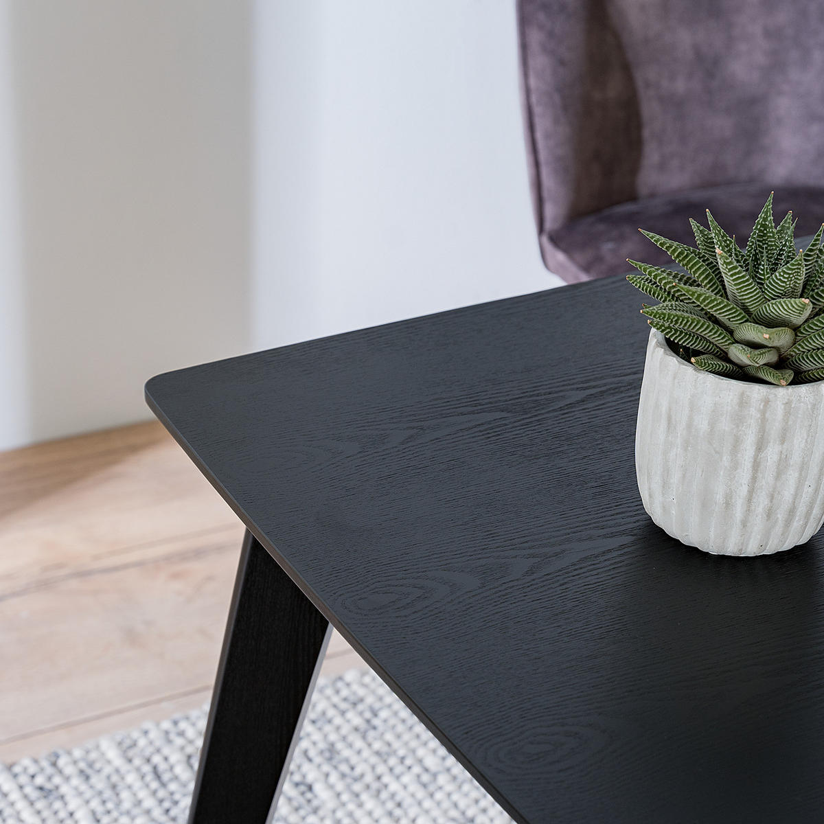 ESSTISCH - Esche teilmassiv - Esche Schwarz - Schwarz, Holz/Holzwerkstoff (80/140/75cm) - home24