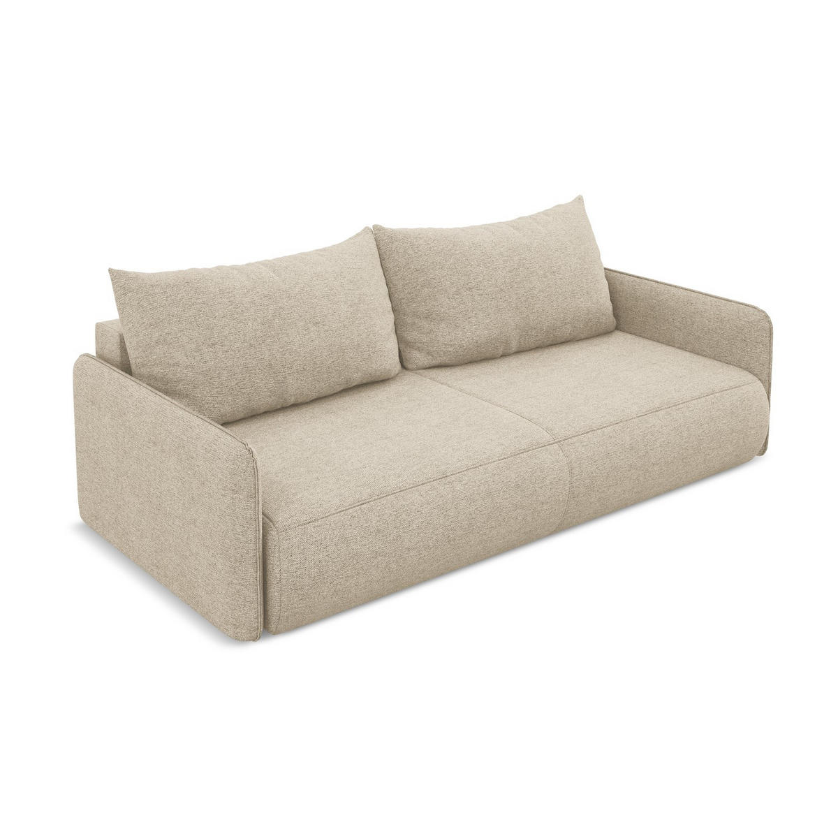 3-SITZER SOFA mit Schlaffunktion Chenille Stoff Beige - Beige/Schwarz, Kunststoff/Textil (216/86/105cm) - LaMiaSofa