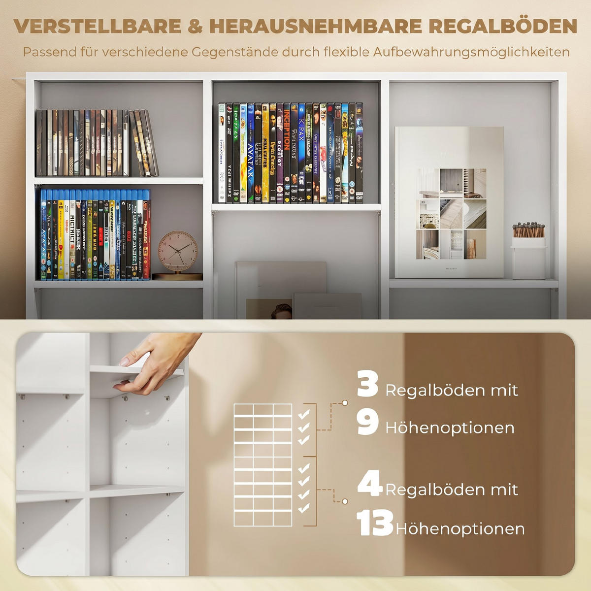 CD-REGAL Spanplatte Weiß - Weiß, Holzwerkstoff (24/175/100cm) - HOMCOM