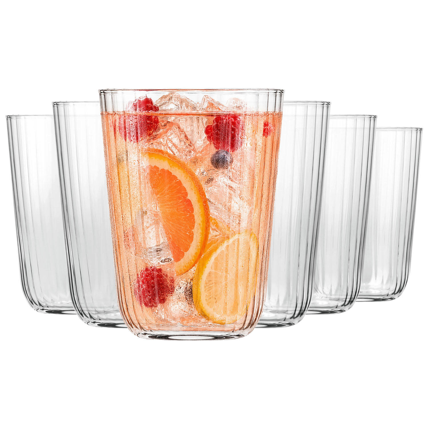LONGDRINKGLÄSER XNO HIGHBALL OPTIC, 6ER-SET, 380 ML - Transparent, Glas (0.38L) - Krosno Glass