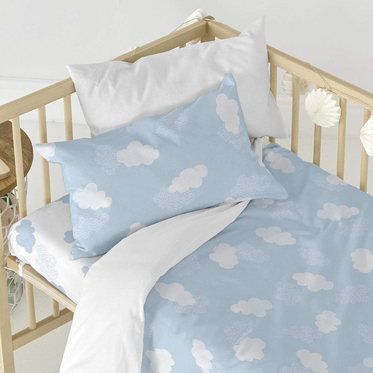BETTBEZUG 2er-Set teiliges clouds 115x145 cm (kinderbett) blau - Blau, Textil (115/145cm) - Happy Friday