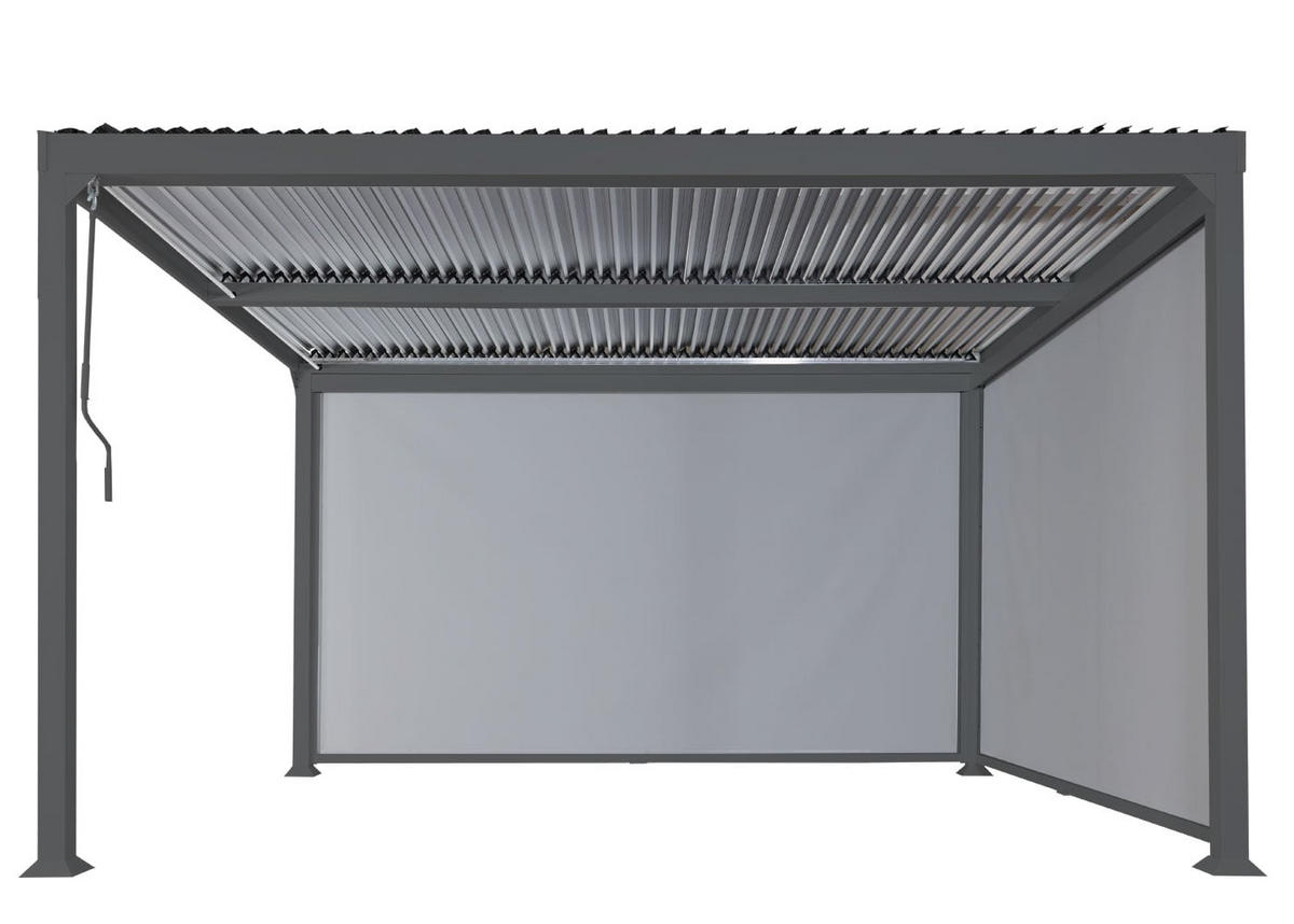 SEITENWAND für Pergola 3x3,7m 206x338cm Anthrazit - Anthrazit, Textil (338/206/1cm) - BERLINLODGE
