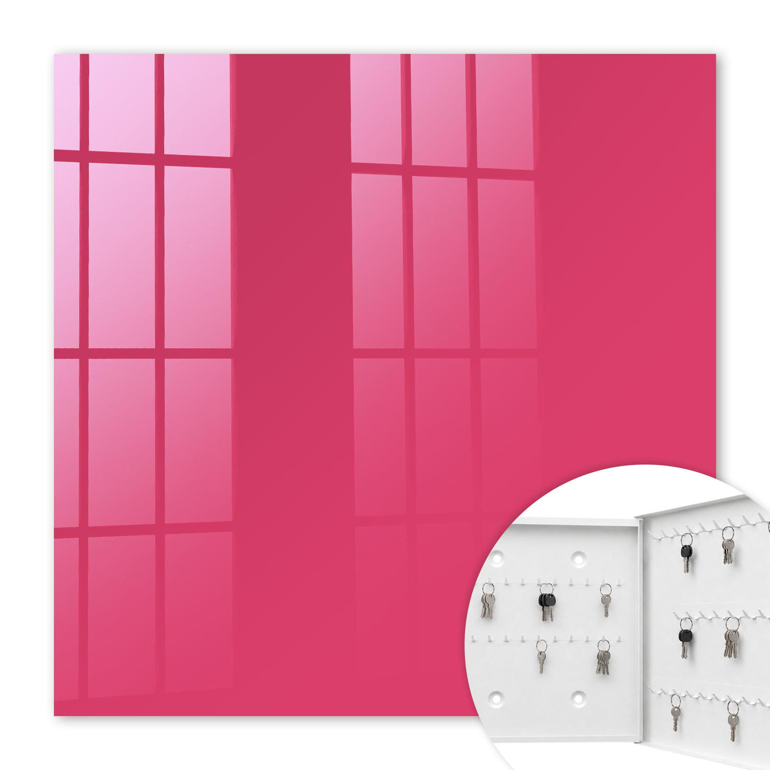 SCHLÜSSELBOX Weiß 30x30 cm – Türöffnung nach rechts - Energierosa - Pink, Metall (30/30/5cm) - TULUP