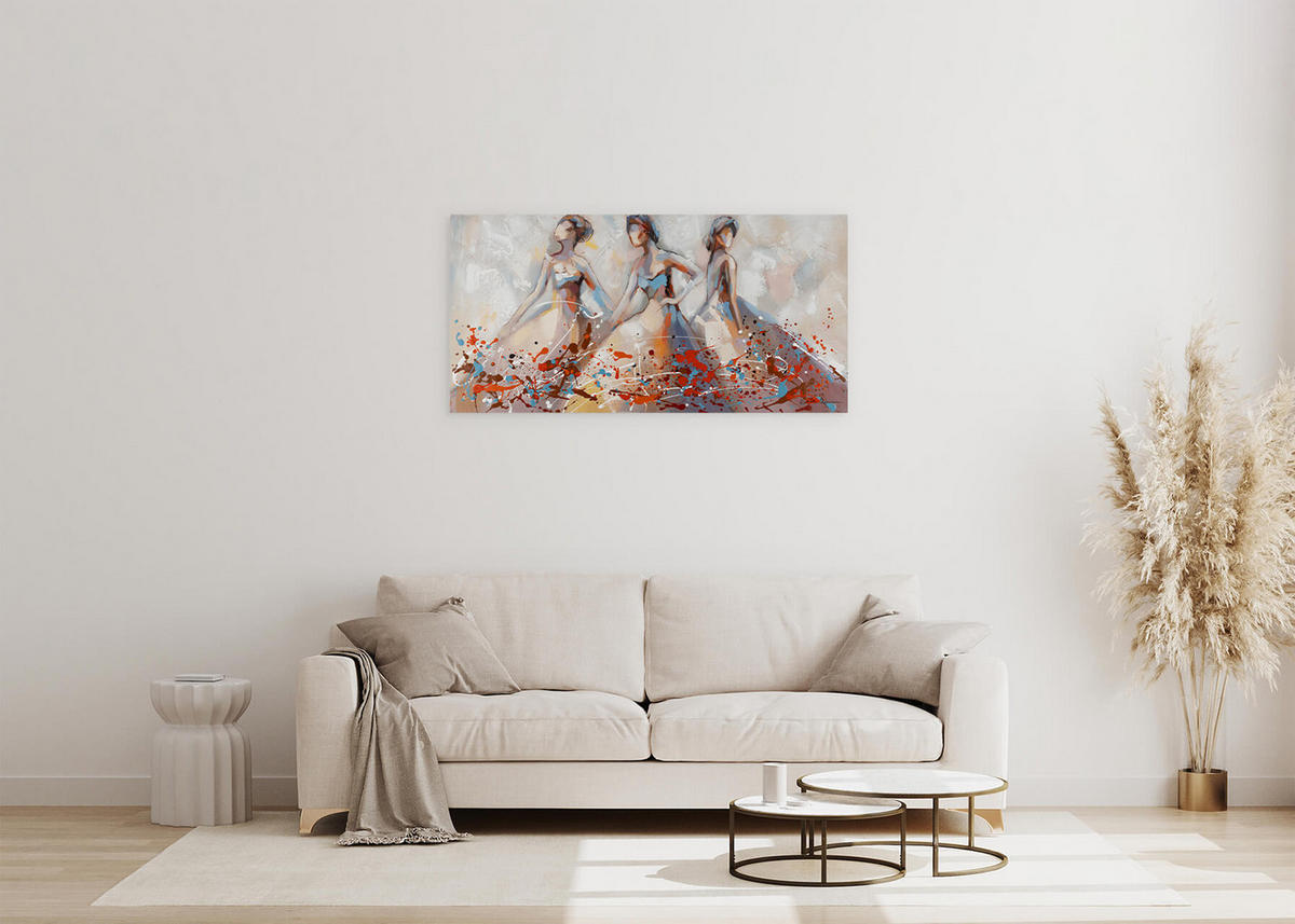 ACRYLBILD HANDGEMALT 100/50 cm - Beige/Rot, Holz/Textil (100/50cm) - KUNSTLOFT