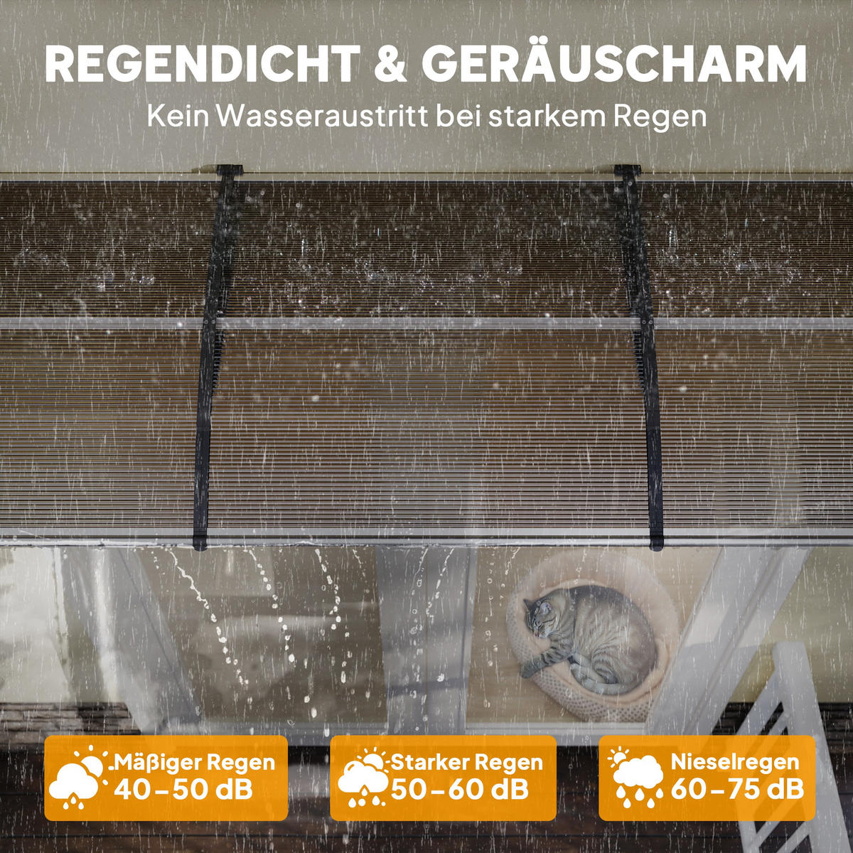 PULTVORDACH Polycarbonate Aluminium Braun Schwarz - Schwarz, Kunststoff/Metall (96/27/303cm) - Outsunny