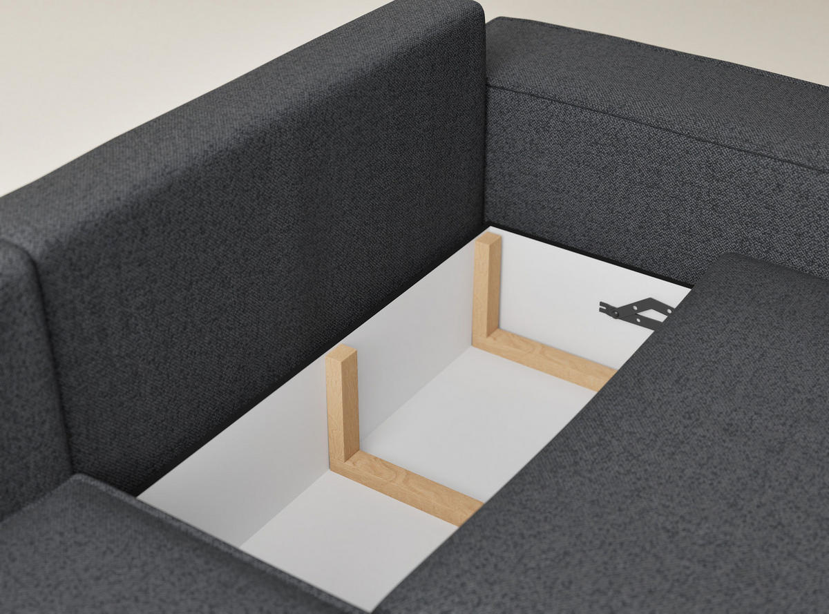 ECKSOFA MIT SCHLAFFUNKTION Tonga Anthrazit Webstoff - Anthrazit/Schwarz, Holz/Holzwerkstoff (105/225cm) - Maison de Reve