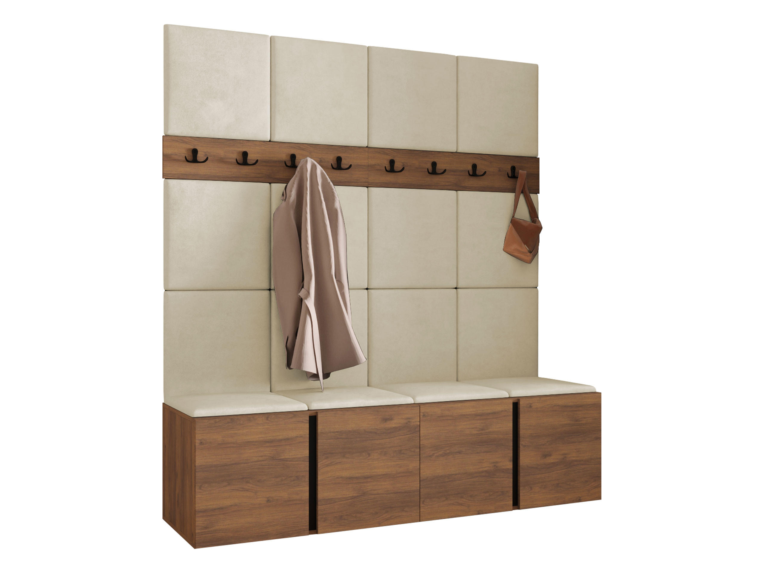 MOBILIER PENTRU HOL Orion V - bej/culoare lemn de nuc, material plastic/compozit lemnos (168/186/46cm) - MIRJAN24