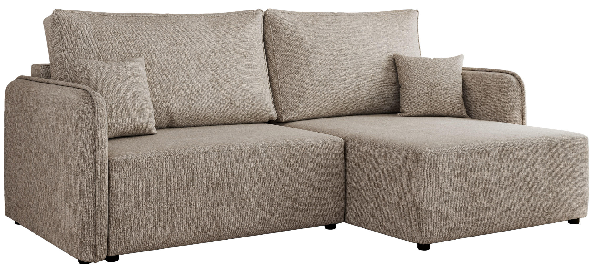 ECKSCHLAFSOFA MESTO L Beige Struktur - rechts - Beige/Schwarz, Kunststoff/Textil (147/227cm) - MKS