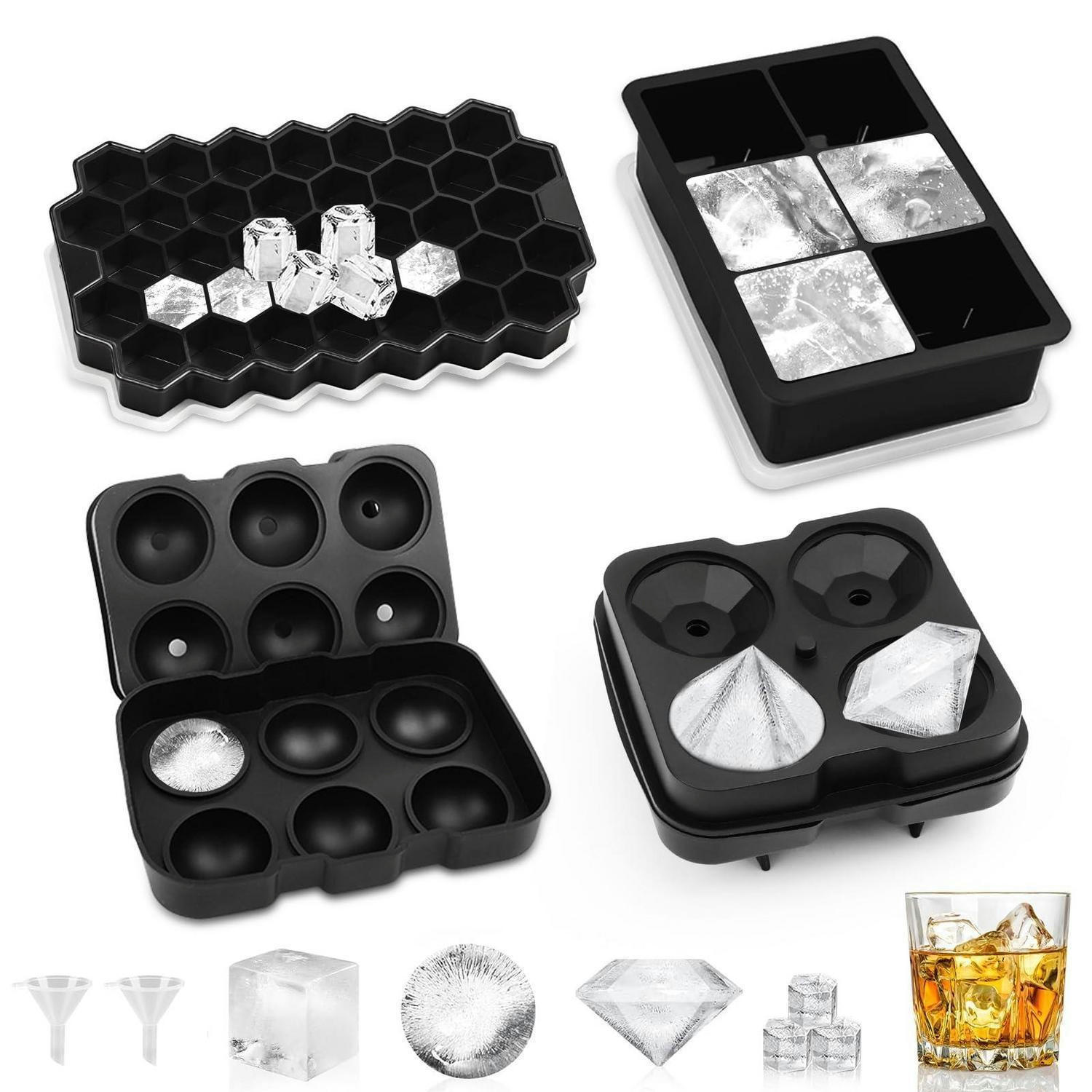 EISWÜRFELFORM Set Silikon Schwarz - Schwarz, Kunststoff (12.7/3.5/12.7cm)