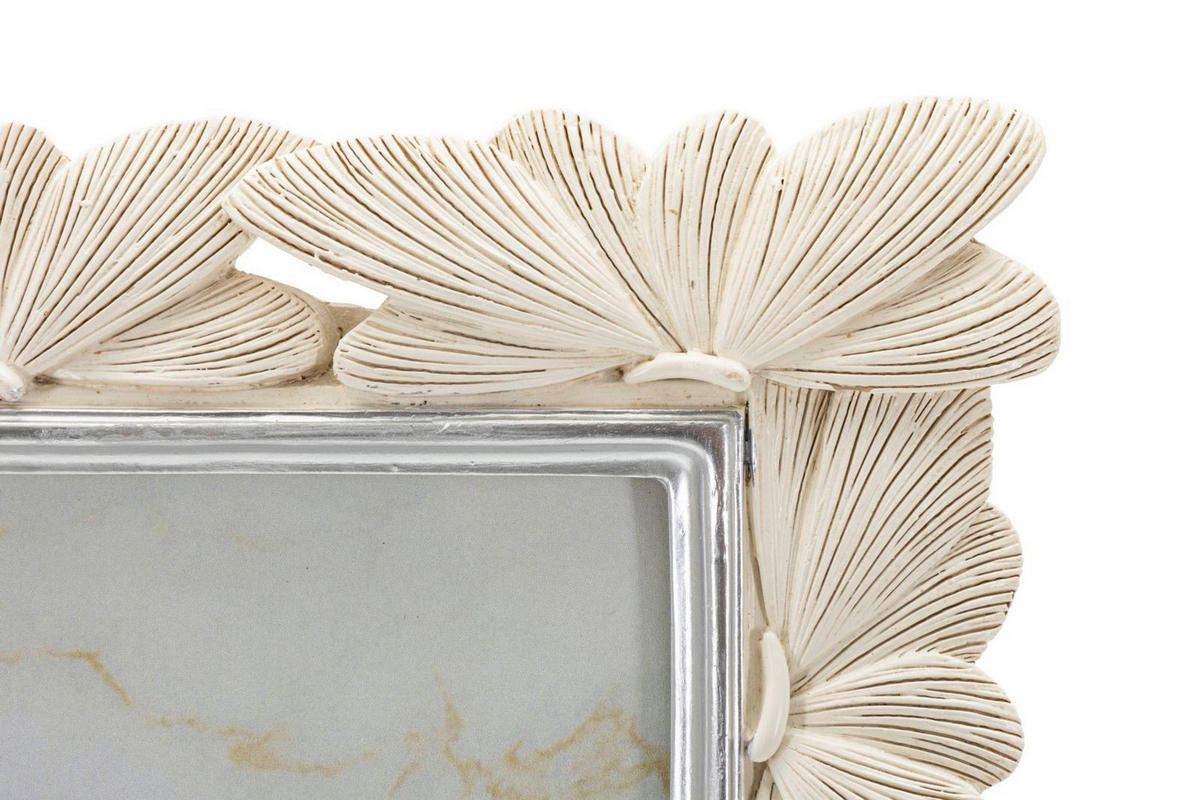 BILDERRAHMEN Butterfly, Fotoformat 15 x 20 cm, cremefarben, Polyresin und Glas, Rahmen 23 x 2 x 27,7 cm, Motiv: Schmetterlinge - Creme, Glas/Kunststoff (23/27.7/2cm) - Mauro Ferretti