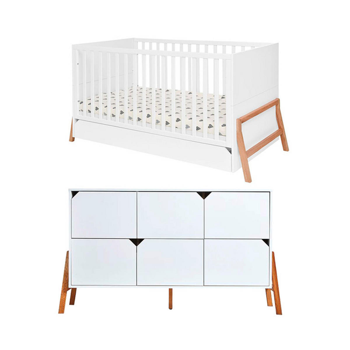 POKOJ PRO MIMINKO 2DÍLNÝ Bílá - bílá, kompozitní dřevo (161/90/75cm) - Petits-meubles