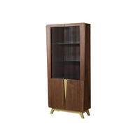 VITRINE Nussbaum-Echtholzfurnier 100x40x200 braun lackiert BUTTERFLY #100 - Braun, Holz (100/200/40cm) - Massivmoebel24