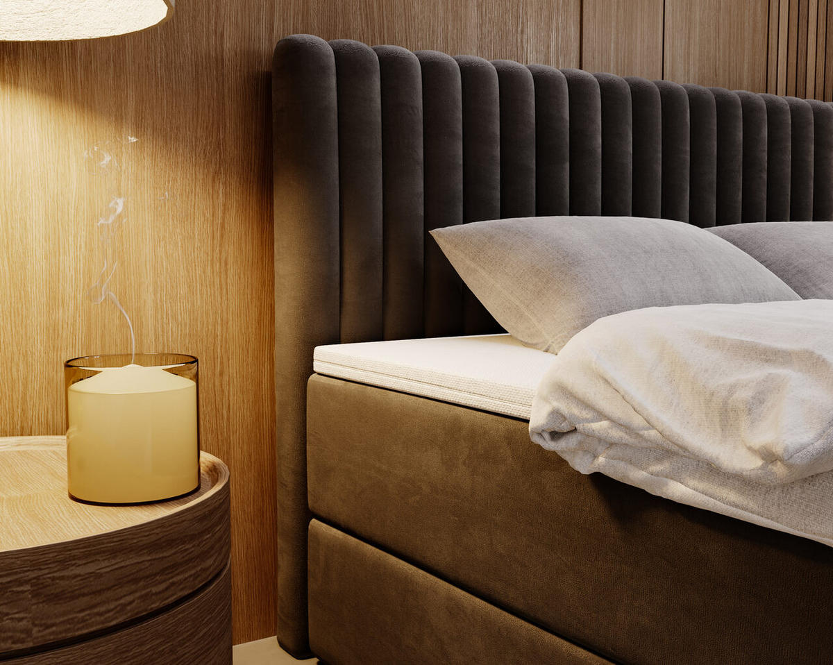 BOXBETT Marbella 140x200 Anthracite - Anthrazit, Holz/Textil (140/200cm) - Graingold