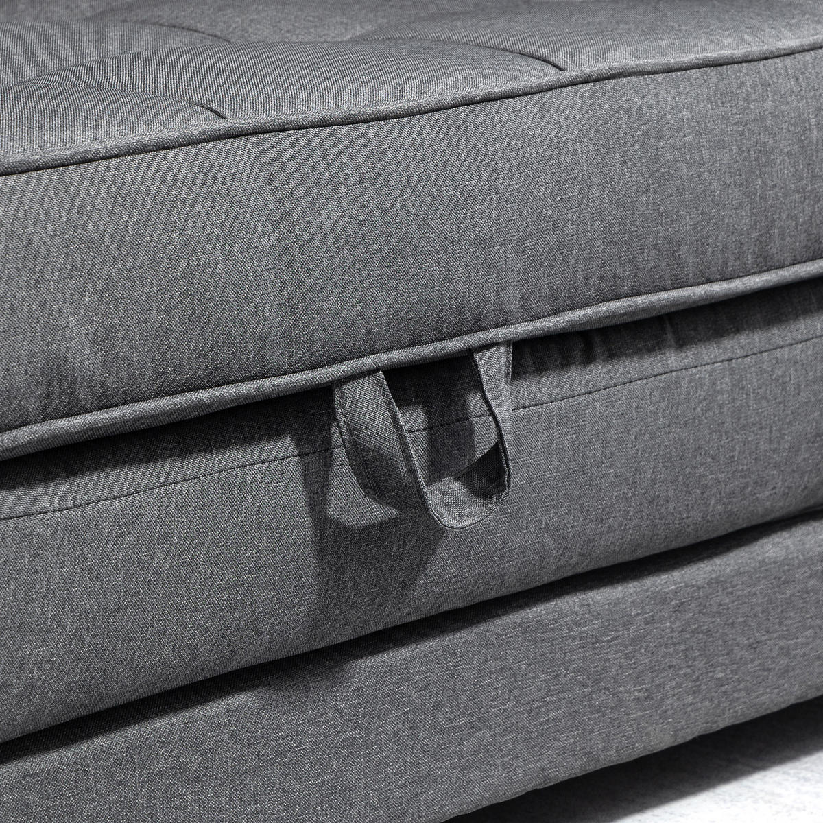 SCHLAFSOFA Klappsofa 2-Sitzer Sofa mit Schlaffunktion Leinen-Touch Holz Grau - Schwarz/Grau, Holz/Textil (75/85/147.5cm) - HOMCOM
