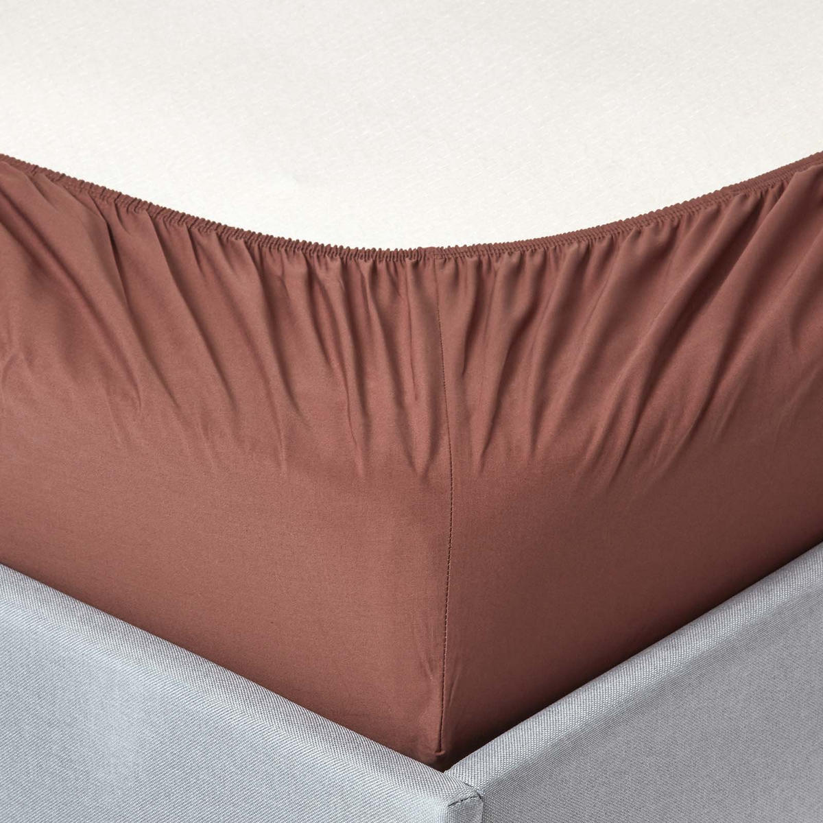SPANNBETTLAKEN extra hoch, Ägyptische Baumwolle, Fadendichte 200 - Braun, Textil (150/200cm) - Homescapes