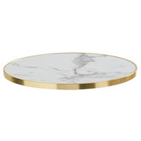 TISCHPLATTE runder 60 cm, Weiß - Klar/Goldfarben, Metall (60/2.5/60cm) - Oviala