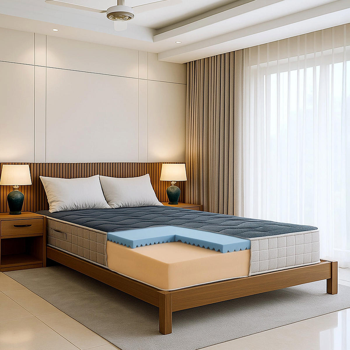 MATRATZE Memory 9 Zonen 18 cm 120x200 - Weiß, Textil (120/200cm) - The White Stone