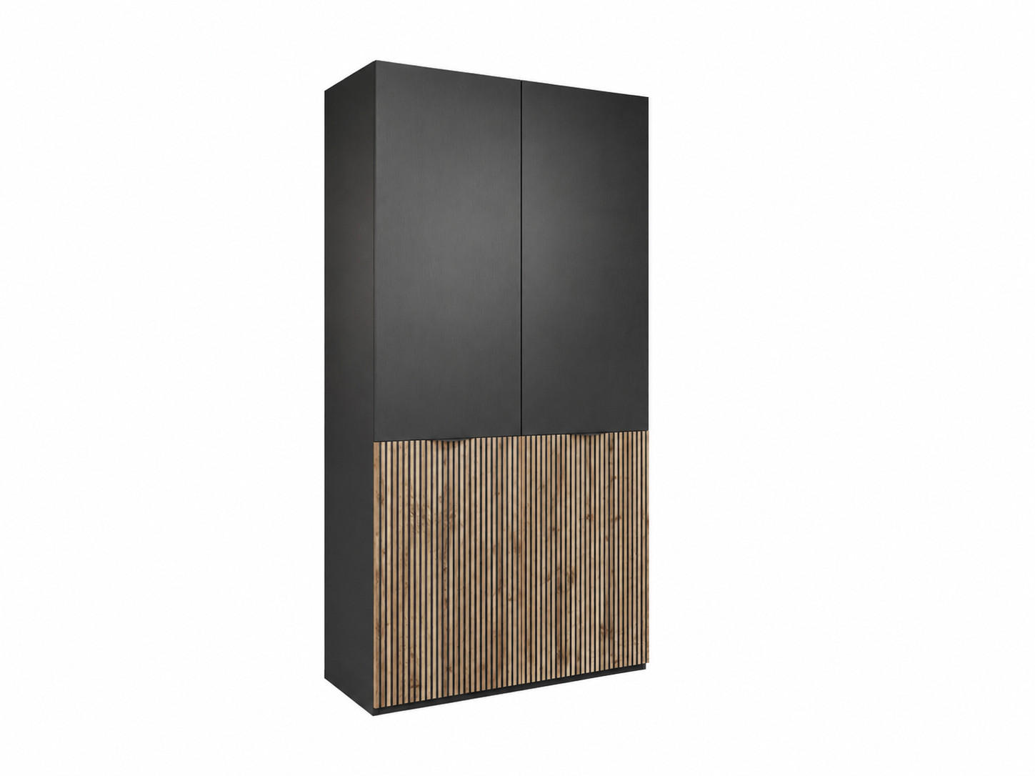 DREHTÜRENSCHRANK ATELIO 101/200/51 cm Modern Kleiderschrank 2-türig Schwarz - Schwarz, Holzwerkstoff (101/200/51cm) - MASSENO