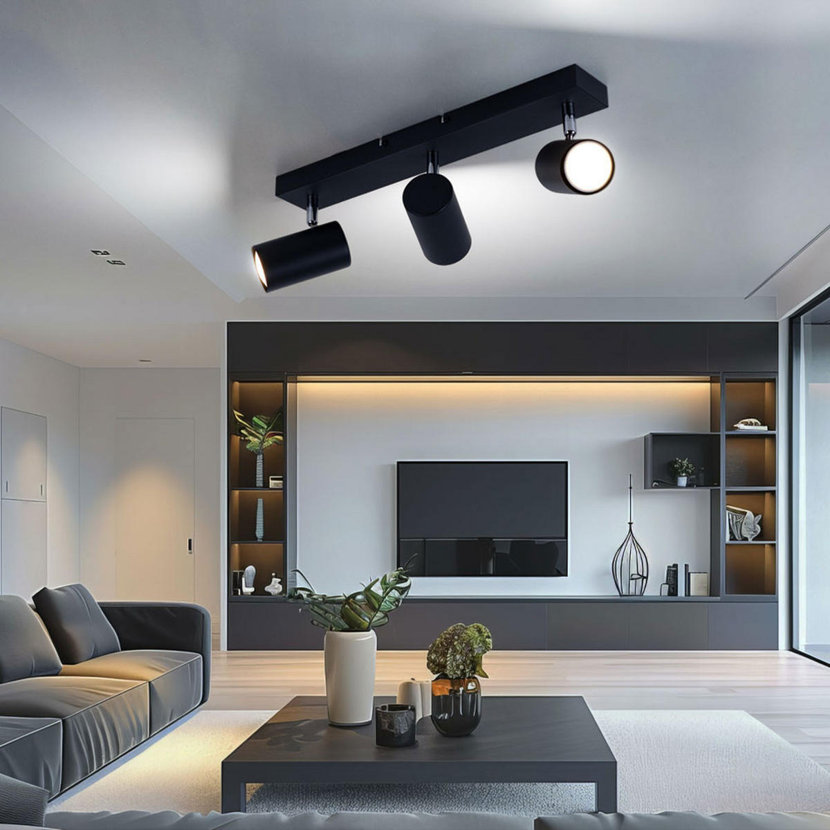 LED DECKENLEUCHTE Robby Metall Schwarz - Schwarz, Metall (41/6/12cm) - Globo Lighting