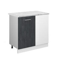 ECKUNTERSCHRANK R-Line Schwarz Beton 86 cm AP Marmor - Schwarz/Weiß, Holzwerkstoff (86/81.6/60cm) - Vicco