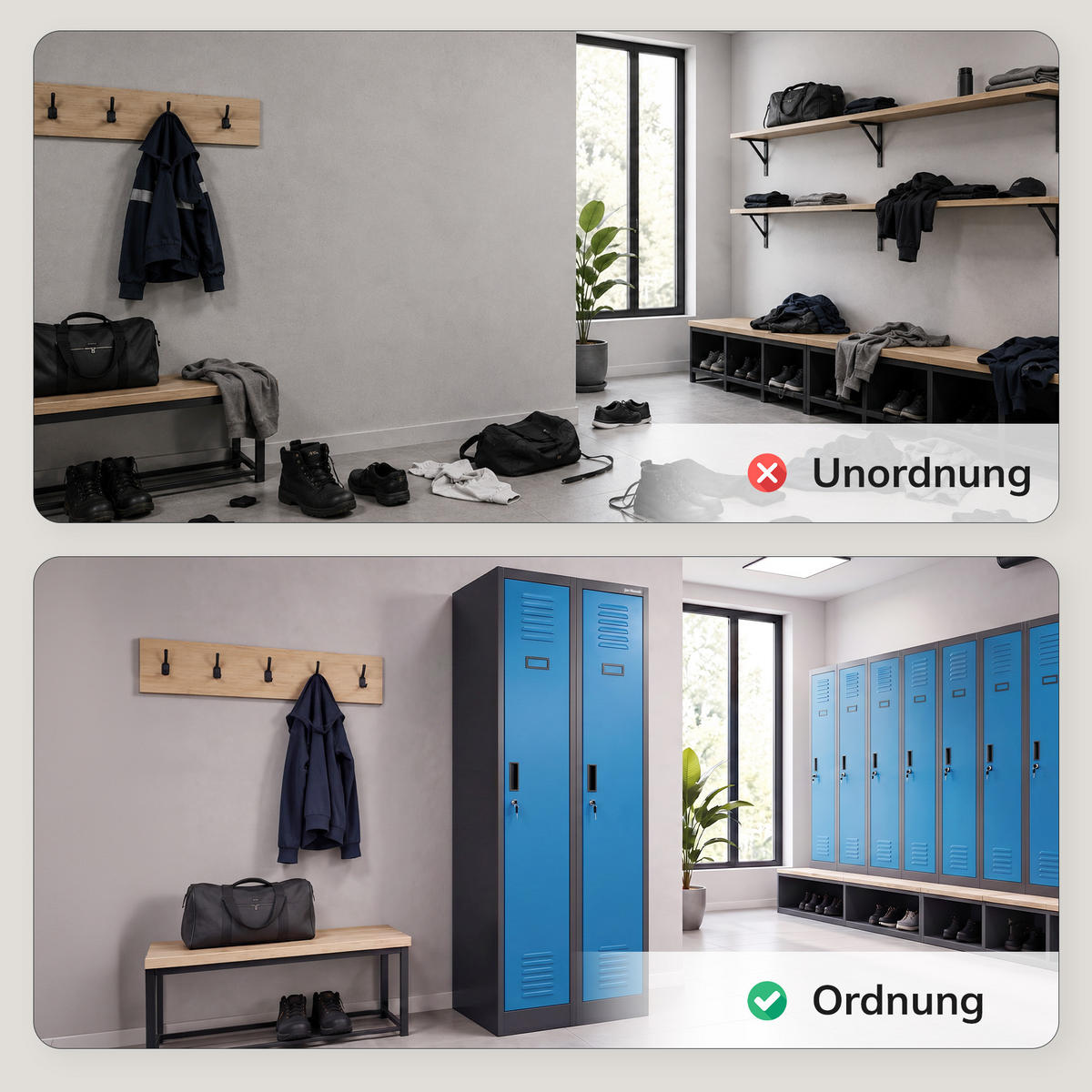 ZWEIFACH-PERSONALSCHRANK KACPER II 180x60x50 cm - Blau/Anthrazit, Metall (60/180/50cm) - Jan Nowak