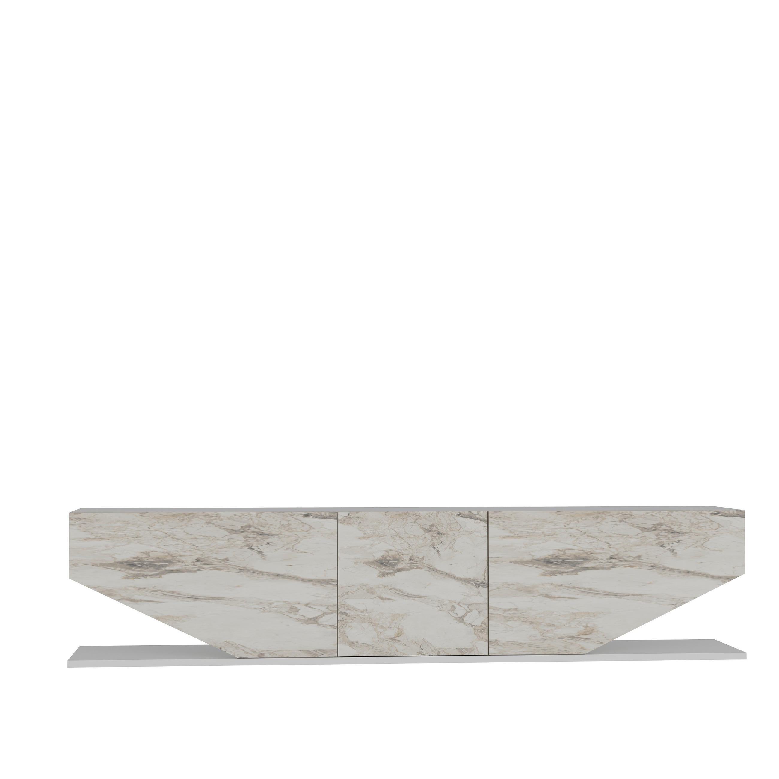 TV-ELEMENT Perle Marmor Weiß - Creme/Weiß, Holzwerkstoff (180/40/30cm) - Decorotika