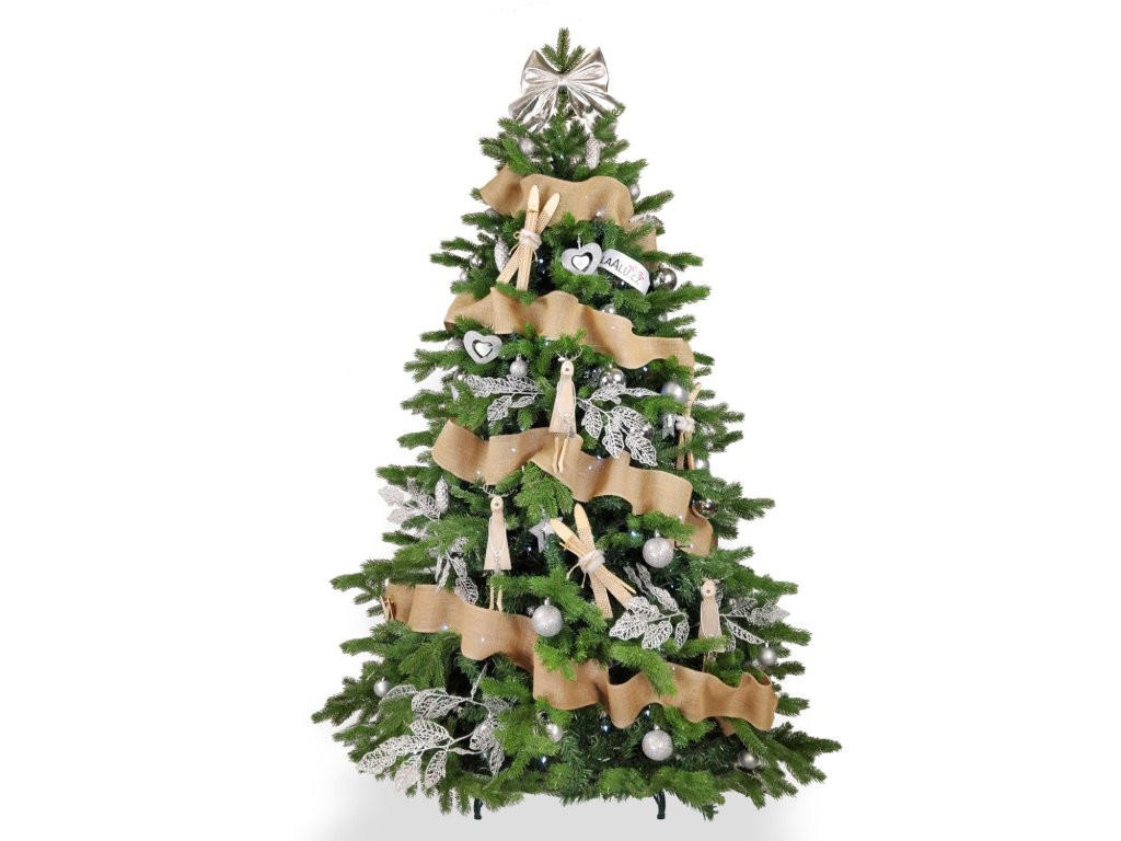 WEIHNACHTSBAUM künstlicher 210 cm, NORDGLANZ, mit 100-teiligem Weihnachtsbaumschmuck, inkl. Metallständer und Aufbewahrungsbox - Silberfarben/Weiß, Kunststoff/Metall (134/210cm) - LAALU