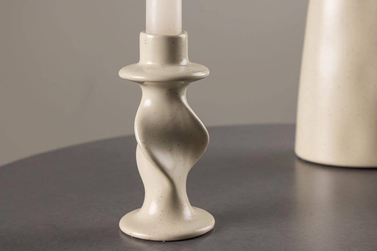 KERZENSTÄNDER Vika - Beige, Keramik (6/12/6cm) - kommodly