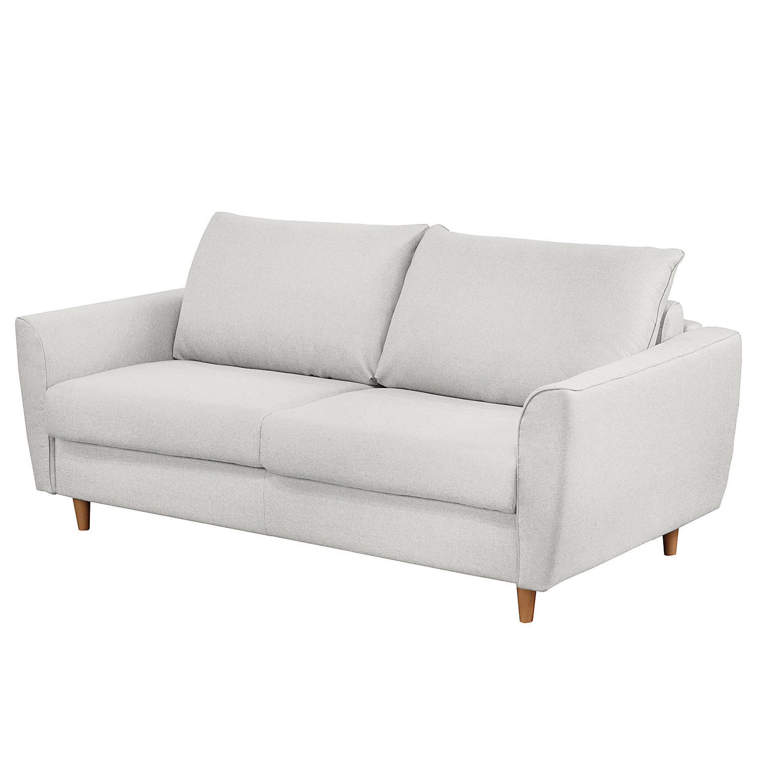 SCHLAFSOFA mit Matratze - Webstoff - Buchefarben/Hellgrau, Buchenholz/Textil (195/90/102cm) - home24
