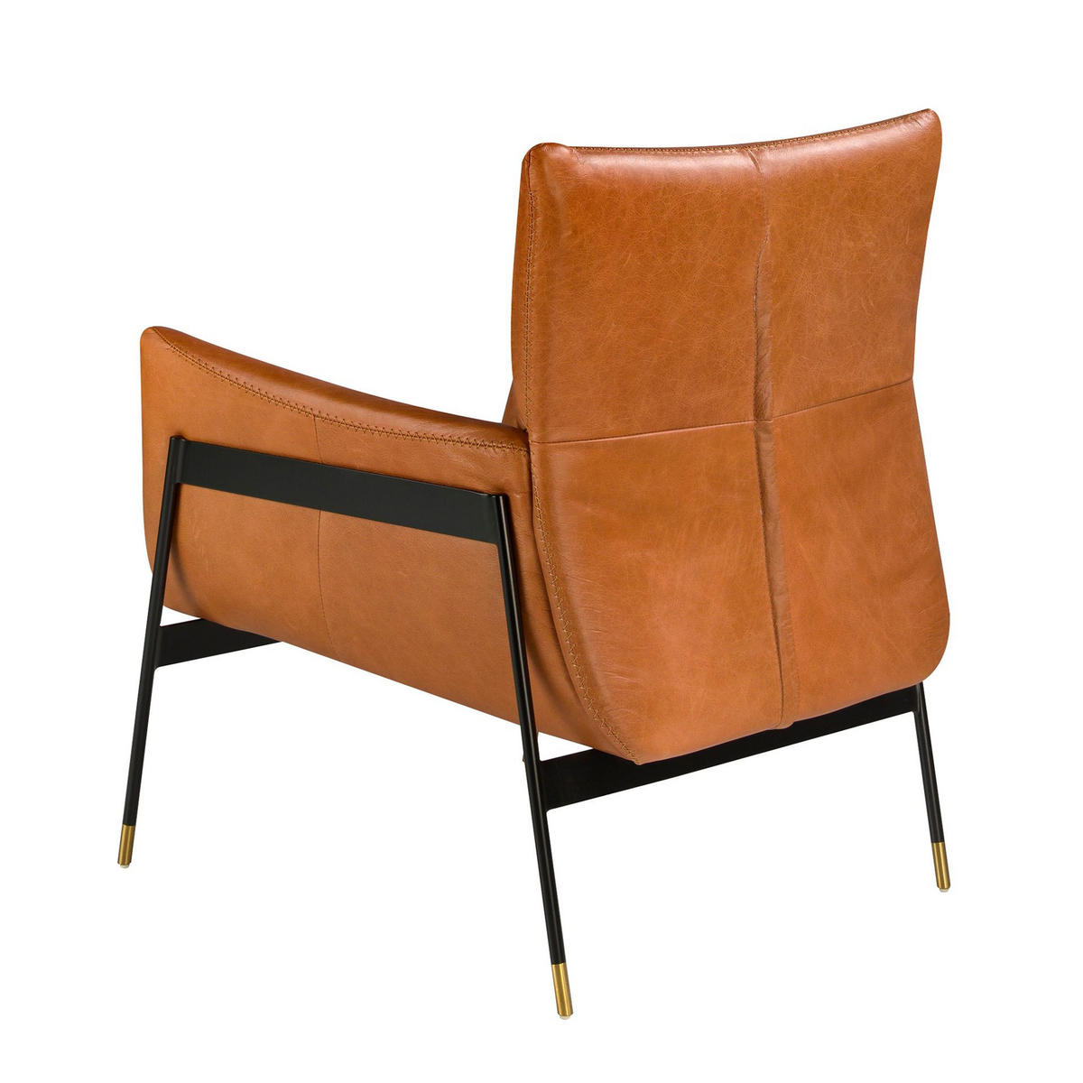 SESSEL Brauner Leder-Dreh 87/67/75 cm - Rotbraun/Schwarz, Leder/Metall (87/75/67cm) - ANGEL CERDA