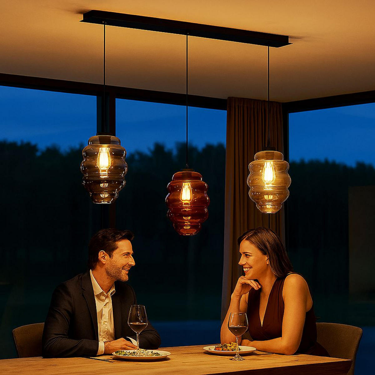 HÄNGELEUCHTE Echos 3-flammig Rauch Ø 25cm - Anthrazit/Weiß, Glas (25/25/28cm) - s.luce