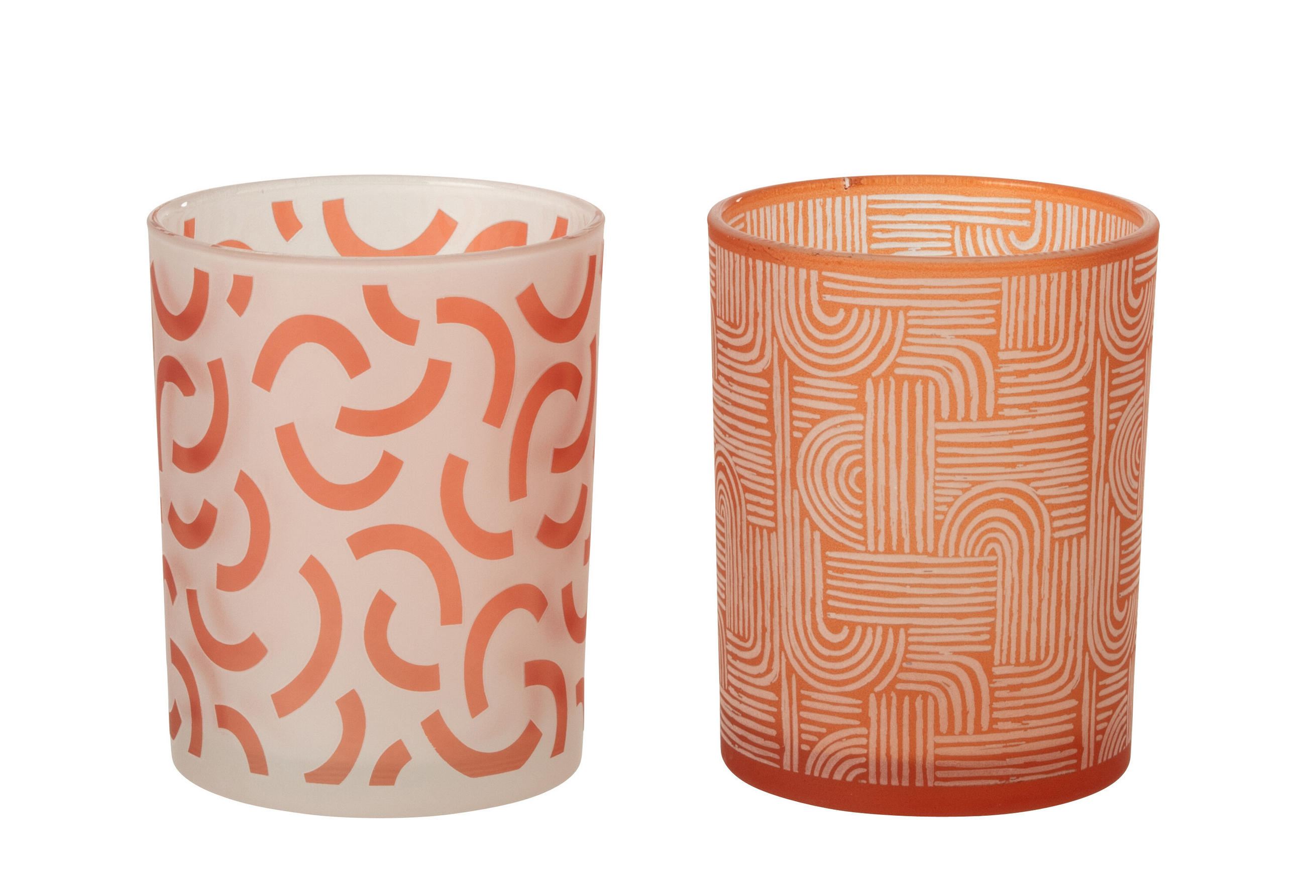 WINDLICHT MODERN (2ER SET) - Orange, Glas (10/12.5cm) - J-Line