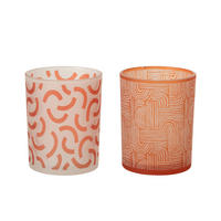 WINDLICHT MODERN (2ER SET) - Orange, Glas (10/12.5cm) - J-Line