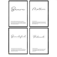 POSTER Set mit 4 Englisch ‚Mutter‘ von Wörtern mit Definitionen A3 Rahmenlos - Klar, Papier (29.7/3cm) - Nacnic