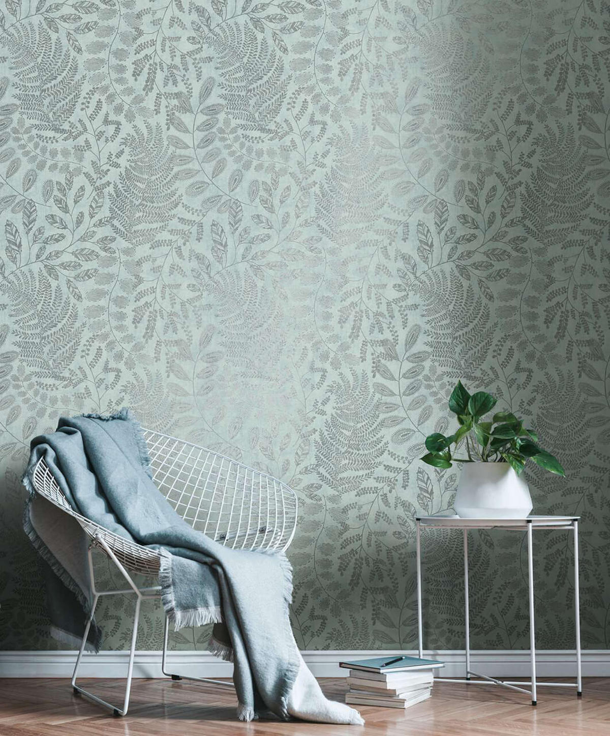 VLIESTAPETE Blau 53/1005 cm - Silberfarben, Textil (53/1cm) - KUNSTLOFT