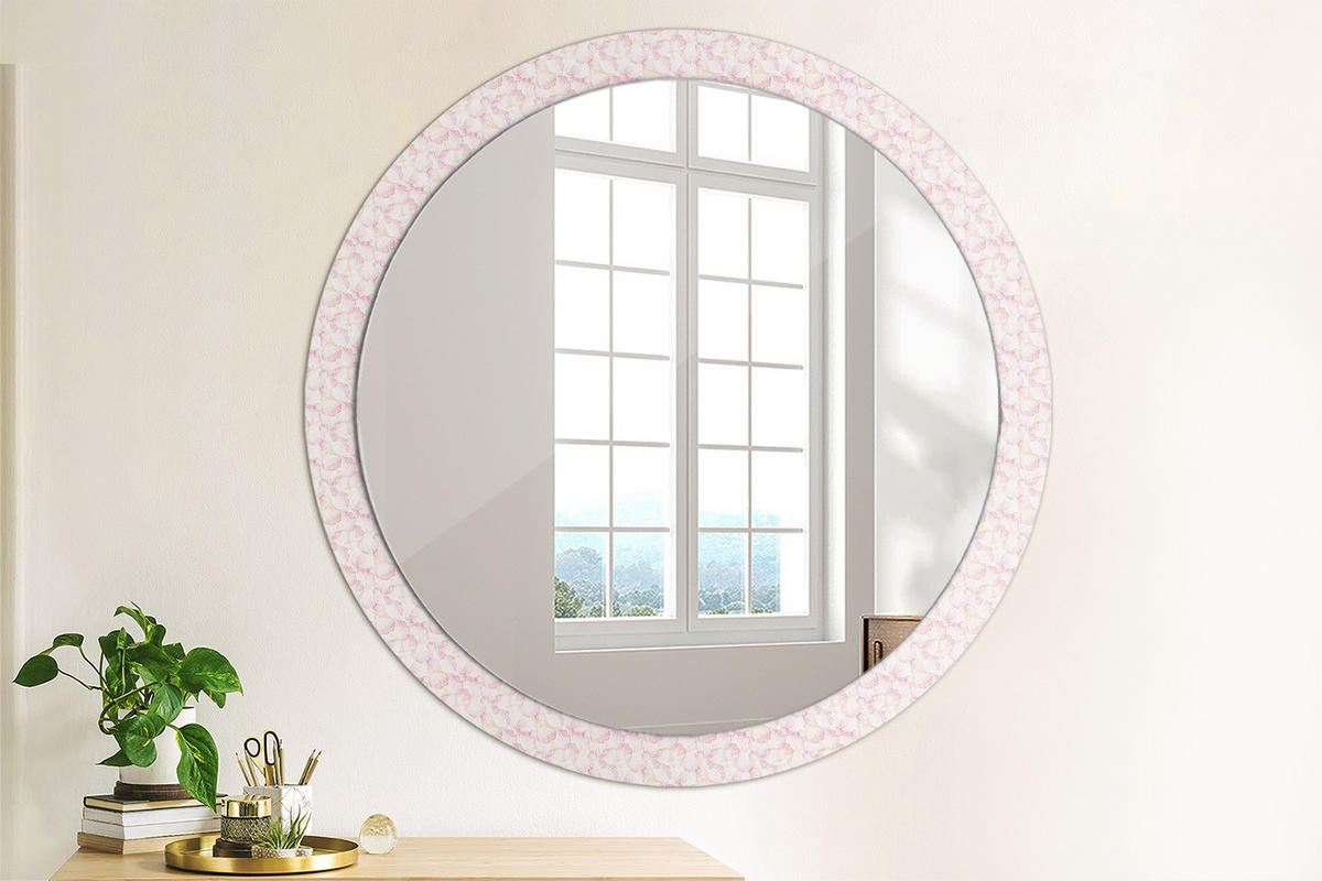 SPIEGEL Rund Ø 100 cm mit Aufdruck - Pink, Glas (100/100/0.4cm) - Wallfluent