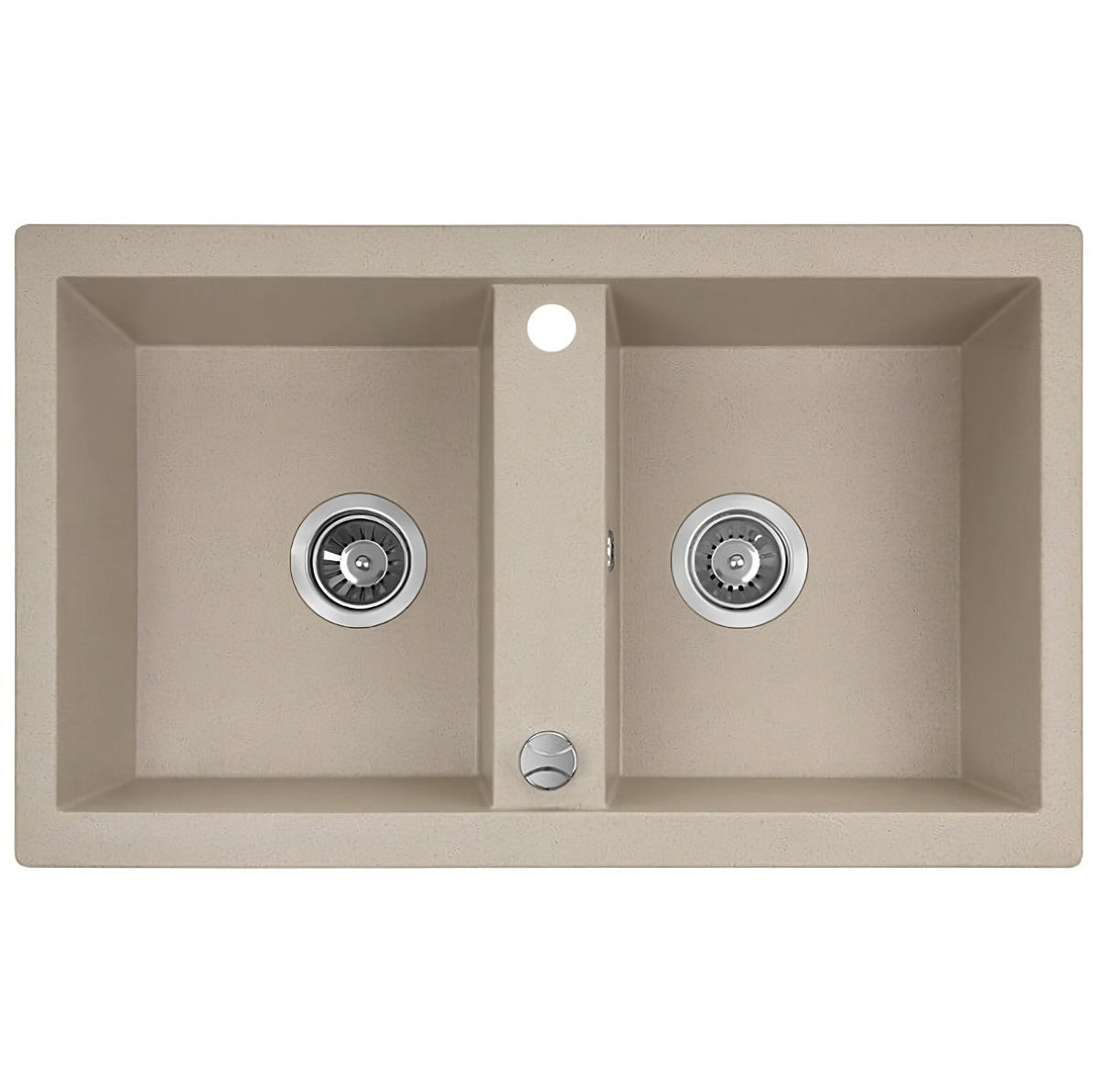 SPÜLEN-SET Barbados Beige, 3-teilig, Doppelbecken, mit Armatur, 48/78/18,5 cm - Beige, Stein (48/18.5/78cm) - bad land