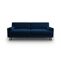 AUSKLAPPBARES-SOFA mit Bettkasten Scott aus Samt königsblau 3 Sitzplätze - Blau, Textil (97/87/212cm) - Micadoni