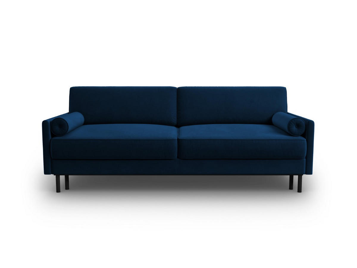AUSKLAPPBARES-SOFA mit Bettkasten Scott aus Samt königsblau 3 Sitzplätze - Blau, Textil (97/87/212cm) - Micadoni