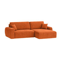 ECKSOFA Mit Schlaffunktion Ariel L, Cordstoff, Stoff Poso, Kupfer, Rechts - Orange, Holz (250/142cm) - Kaiser Möbel