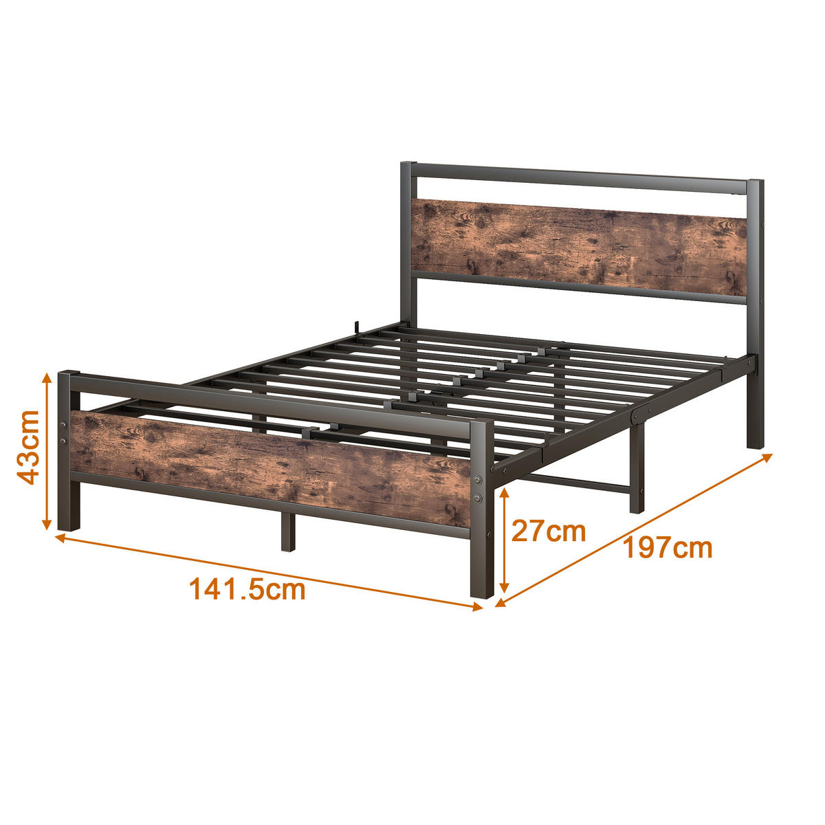 METALLBETT 140/190 cm DE-33024 mit Lattenrost und Stauraum Braun - Braun, Metall (140/190cm) - ComfortXL